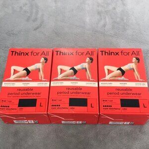 Thinx For All Black Period Briefs 3 Pair Size L New